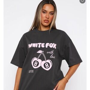 White Fox Boutique Black and Pink Oversized Graphic Tee